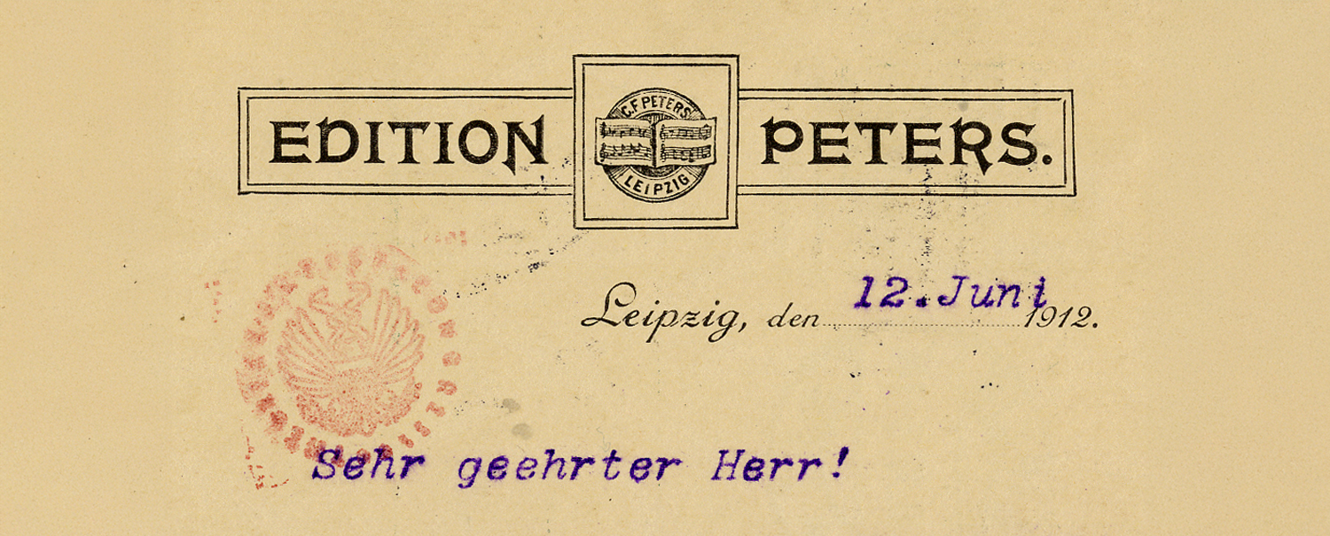 C.F. Peters to Arnold Schönberg, June 12, 1912