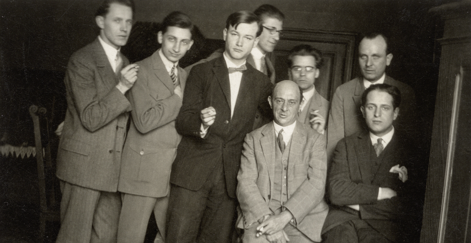 Zmigrod Joseph, Weiss Adolph, Rufer Josef, Goehr Walter, Schmid Erich, Schönberg Arnold, Gronostay Walter, Gerhard Roberto, Berlin, May 1926