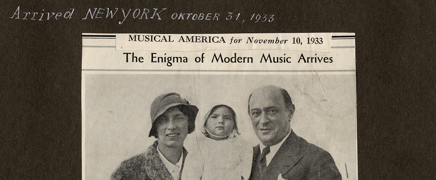 Page from a Family Album with Newspaper Clipping, from: Musical America, November 10, 1933 (Arnold Schönberg Center, Wien)