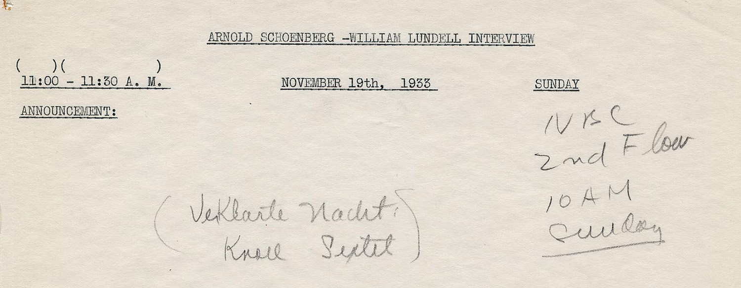 Head of Interview Typecript (Arnold Schönberg Center, Wien) 