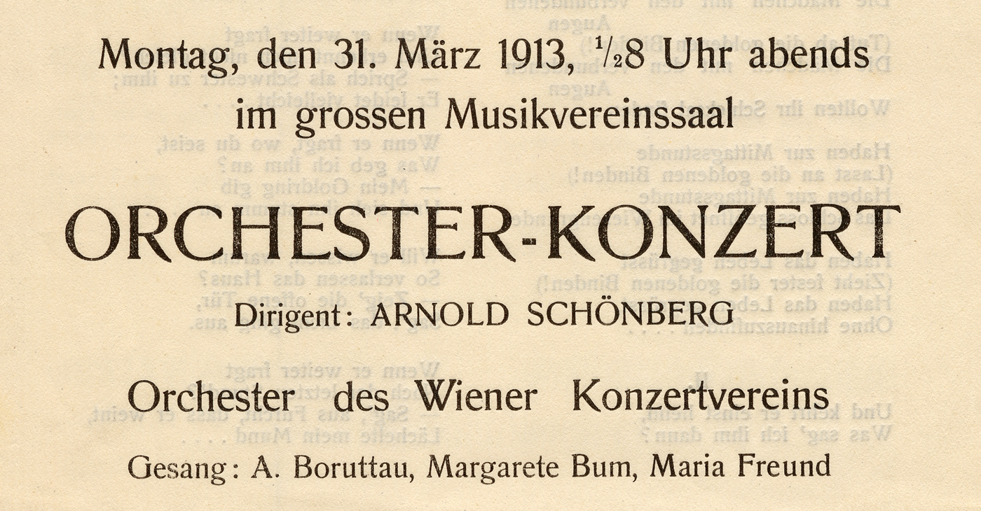 Program of the "Scandal concert" (Arnold Schönberg Center, Wien)